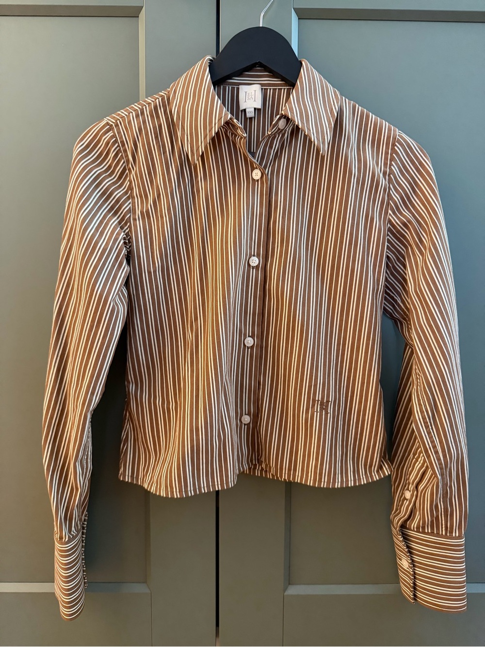 Striped Brown Button-Down Shirt - Women